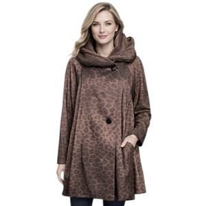 Mycra Pac Donatella Reversible Raincoat Leopard Print Pleated Accordion Size S/M